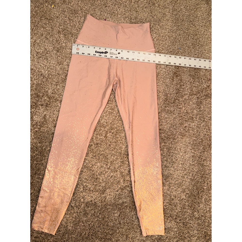 Beyond Yoga Womens High Waisted Ombre Rose Gold Foil Leggings Blush Pink Large - Picture 3 of 6